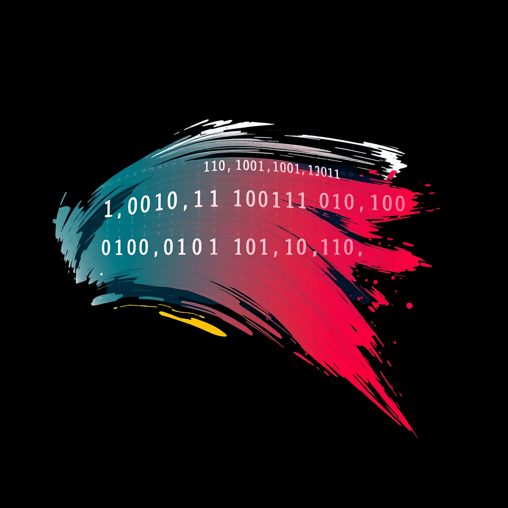 Sub-design Idea 5: Binary Brushstroke - The fusion of binary code (0s and 1s) with the expressive fluidity of a painter's brushstroke, emphasizing the digital nature of AI-generated art with an artistic touch.
