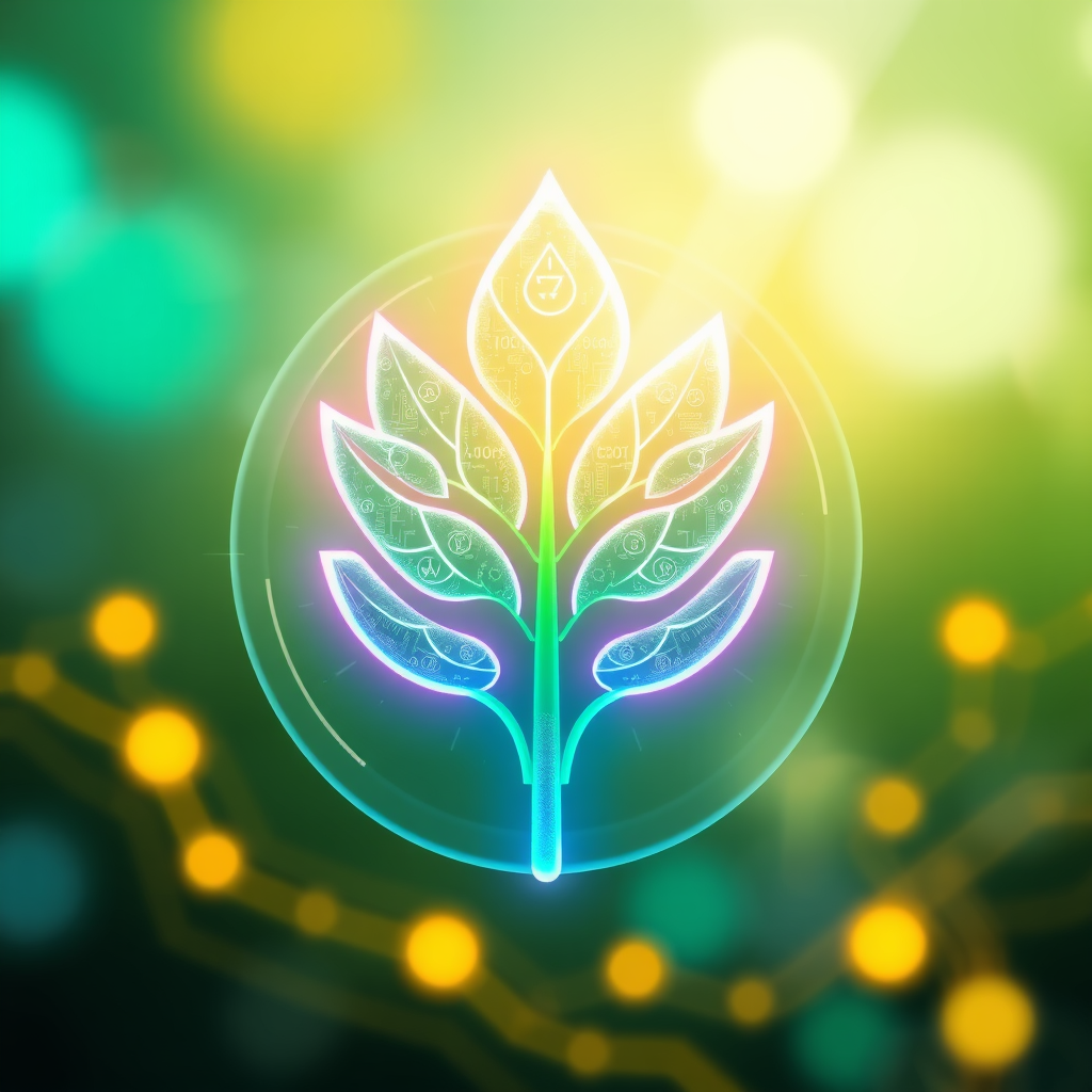 Sub-Design Idea 3 (Eco-Digital Fusion): Icons combine organic motifs (e.g., leaf-like circuit patterns, crystalline code structures) with digital illumination, using a nature-inspired color palette with a distinct tech twist for freshness.
