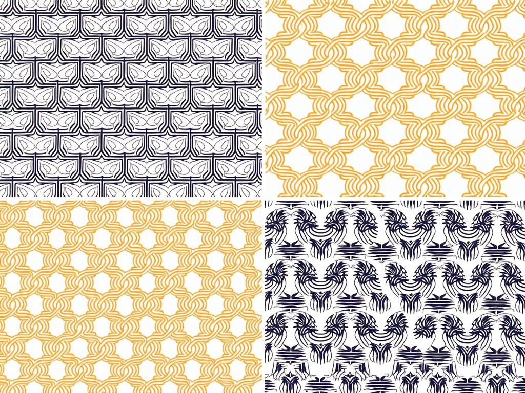 Textile designs featuring evolving geometric tessellations where AI subtly morphs traditional repeating motifs, creating dynamic yet harmonious patterns suitable for modern interiors.