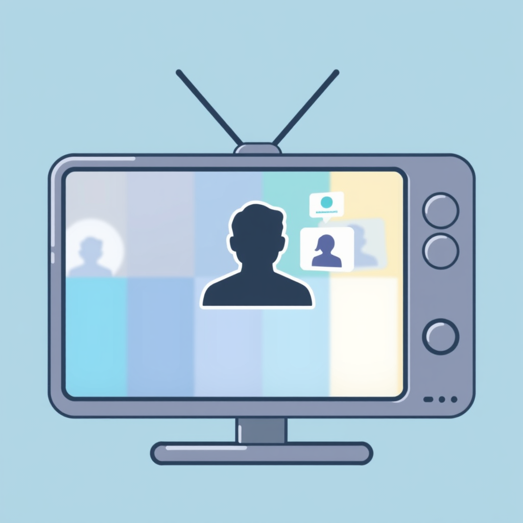 An icon combining a TV screen with a small, stylized user profile silhouette or dynamic recommendation cards appearing within, highlighting AI's role in personalized content suggestions and user experience optimization.