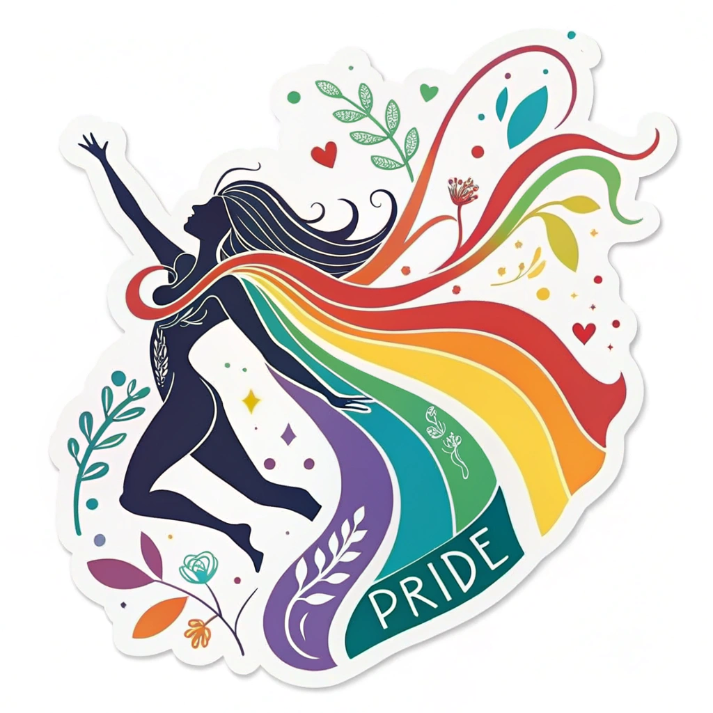 Abstract Fluidity: A sticker series where the WorldPride logo is reinterpreted as flowing, dynamic abstract organic shapes in Progress Pride colors, symbolizing diversity, unity, and constant movement.