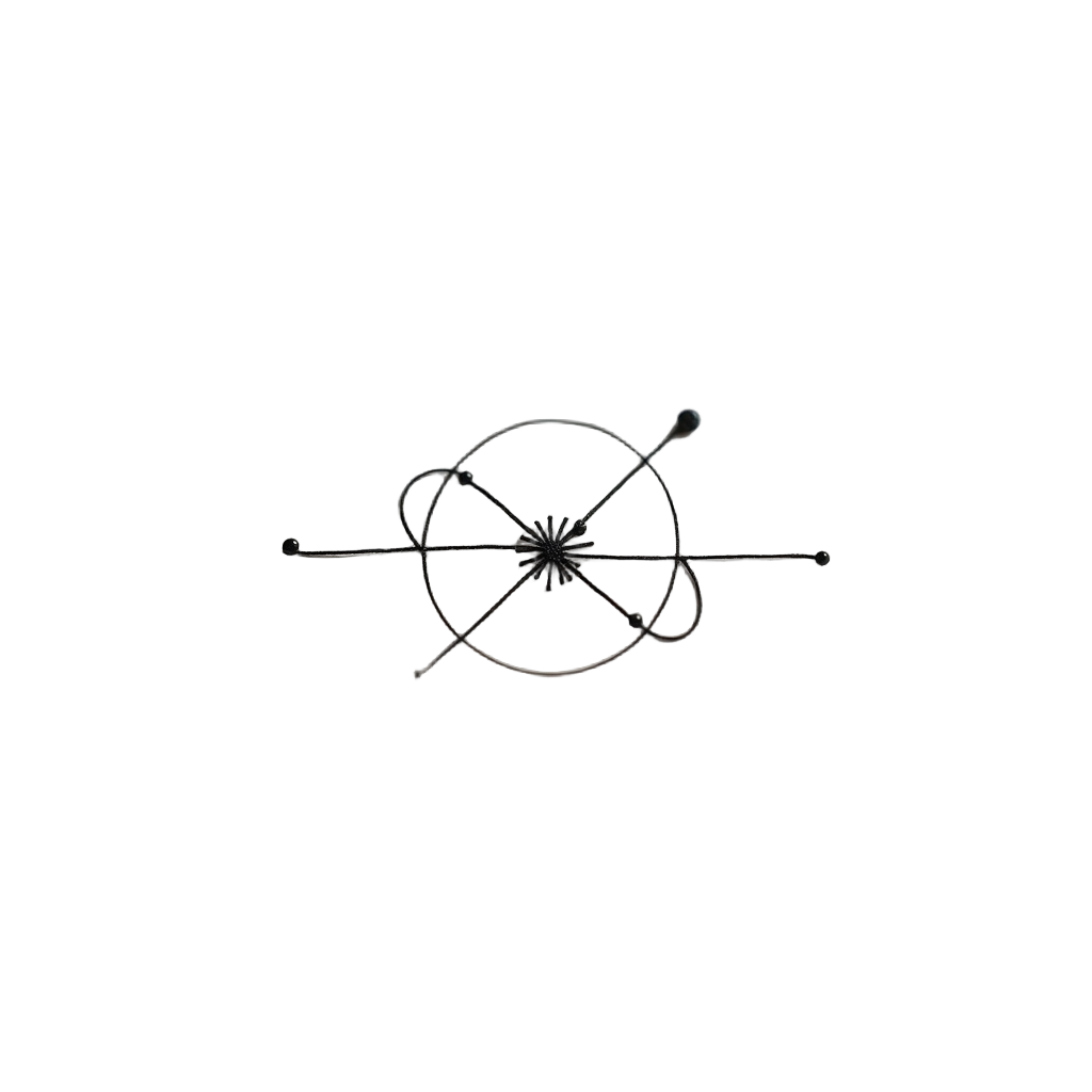 A minimalist symbol showing a continuous line that elegantly forms a single wave crest and then abruptly terminates in a solid particle-like dot, encapsulating the core concept of wave-particle duality.
