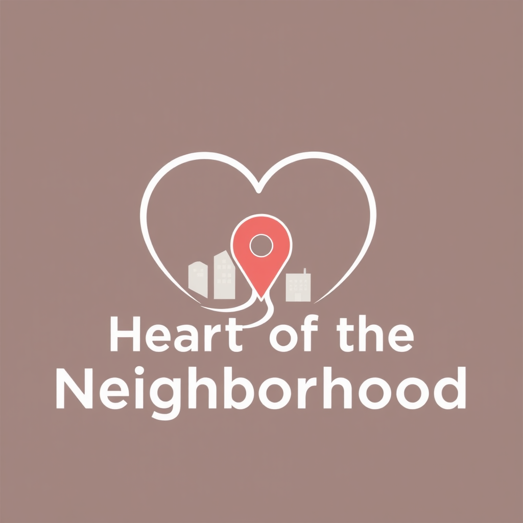 Heart of the Neighborhood Icon: Design a logo that incorporates a heart shape with a subtle depiction of local elements, like a stylized map outline of the neighborhood or a pin icon. This conveys that the business is central and caring to its local area.