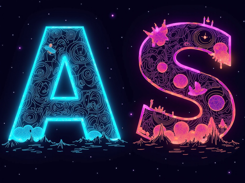 Custom AI-generated typographic styles that are uniquely algorithmically tailored to the movie's specific genre (e.g., bioluminescent letterforms for sci-fi, decaying serifs for horror), dominating the visual space.