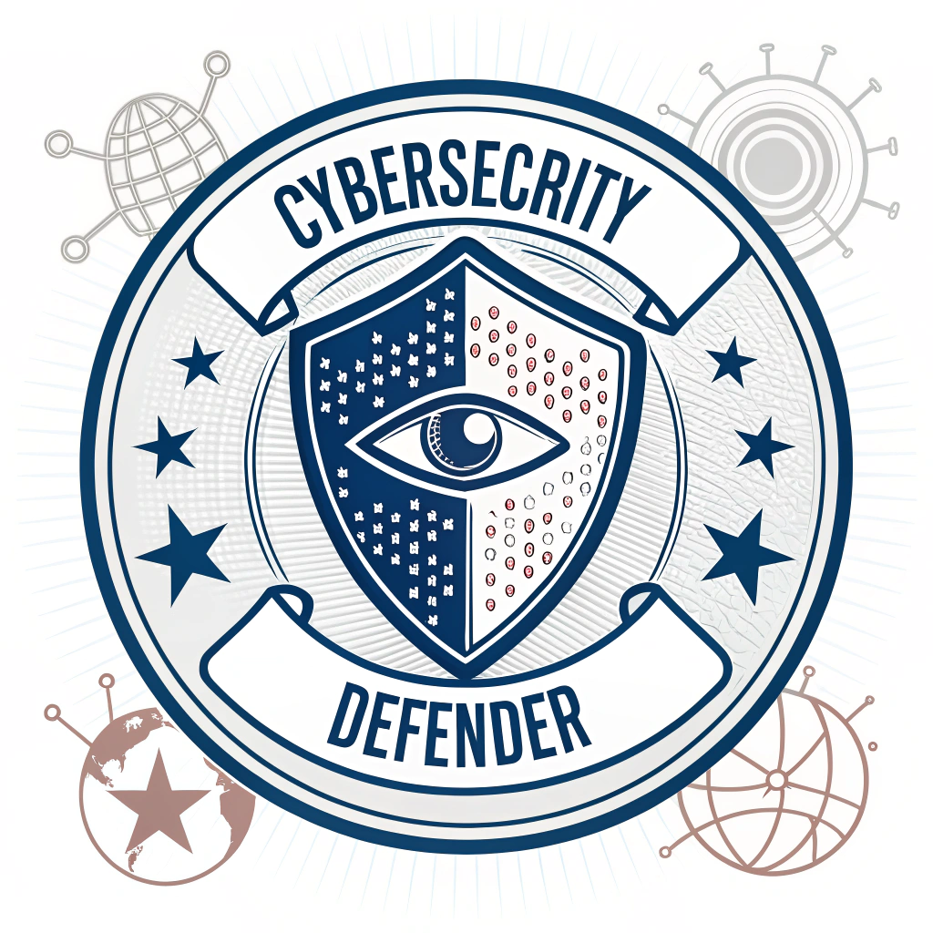 Translated Text: Cybersecurity Sticker Designs - Cybersecurity Defender Emblem