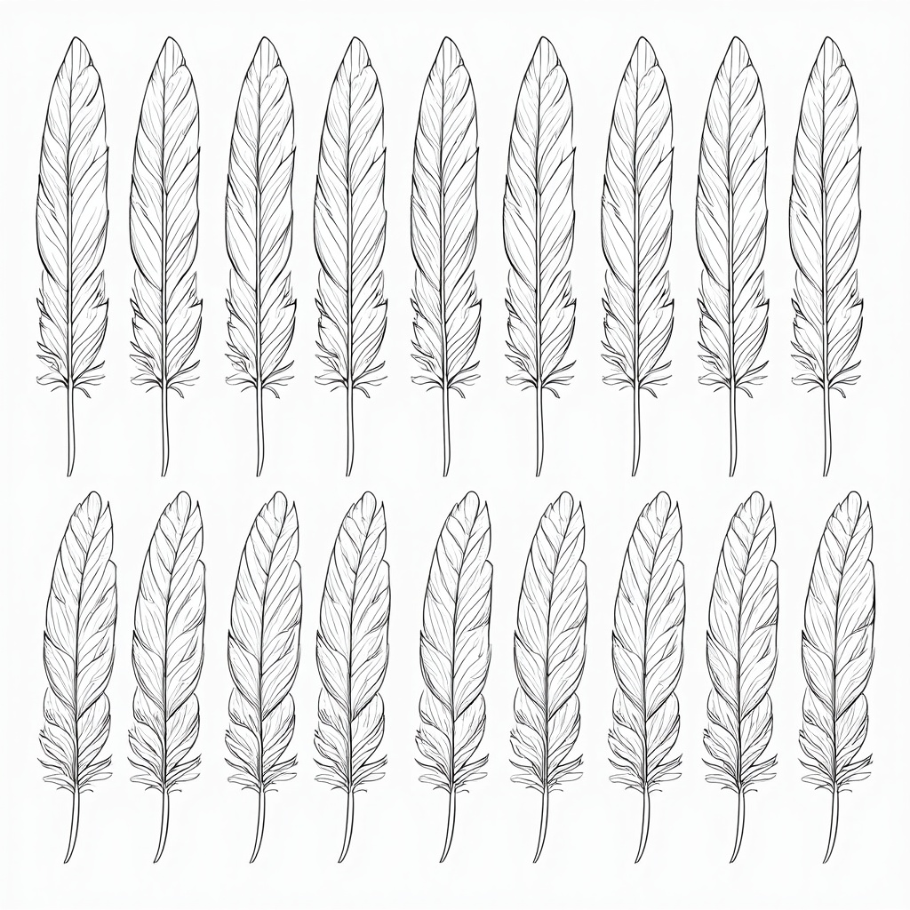 An artist's impression of turkey feathers, individually detailed and arranged in rows.