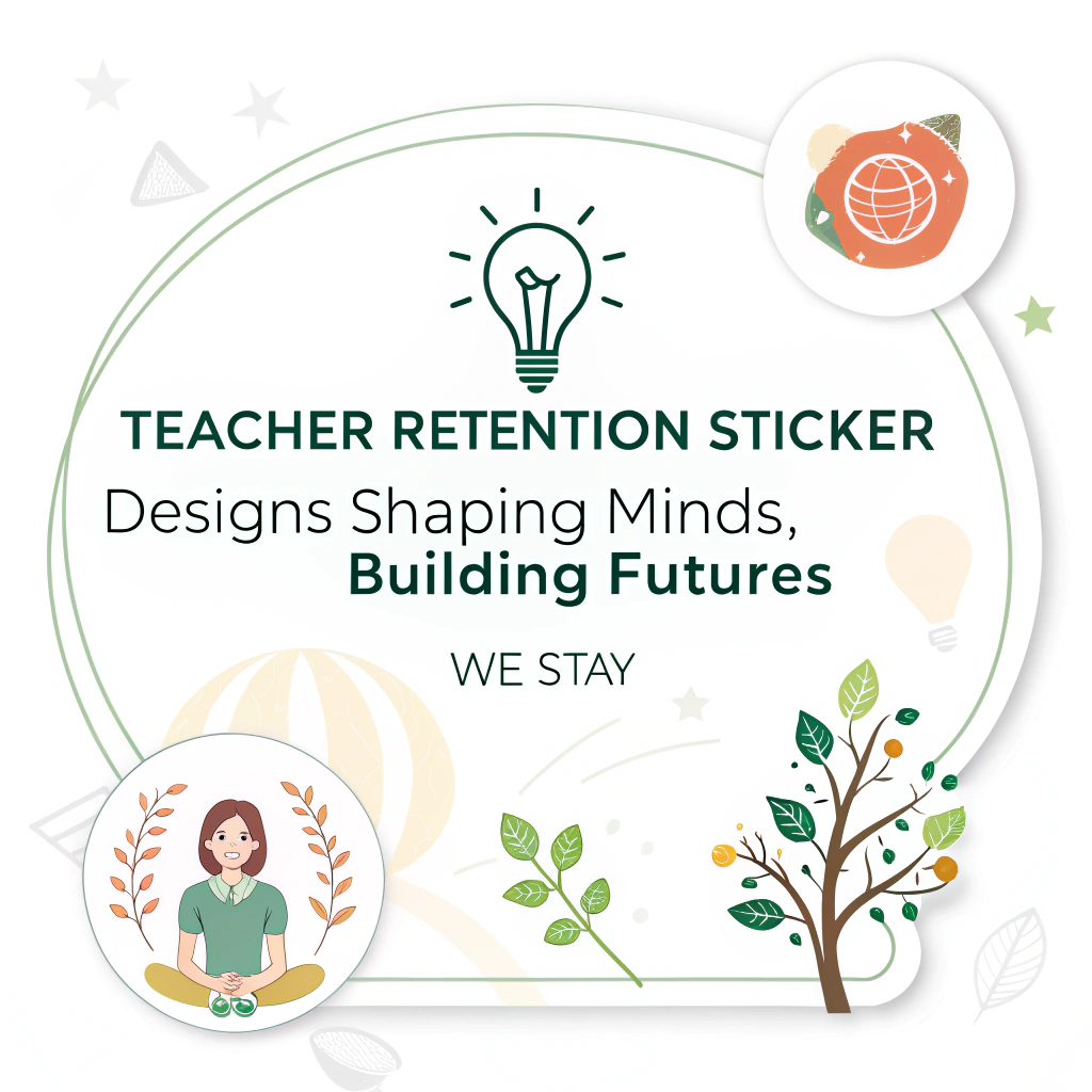 Translated text (Original text is in English): Teacher Retention Sticker Designs - Shaping Minds, Building Futures: We Stay