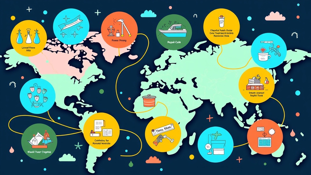A 'story map' illustration where different community-led sustainability projects (e.g., a local river clean-up, establishing a repair cafe, advocating for green policies) are depicted as glowing nodes, connected by pathways of shared knowledge and effort, leading to a visible positive change on a larger regional or global scale.