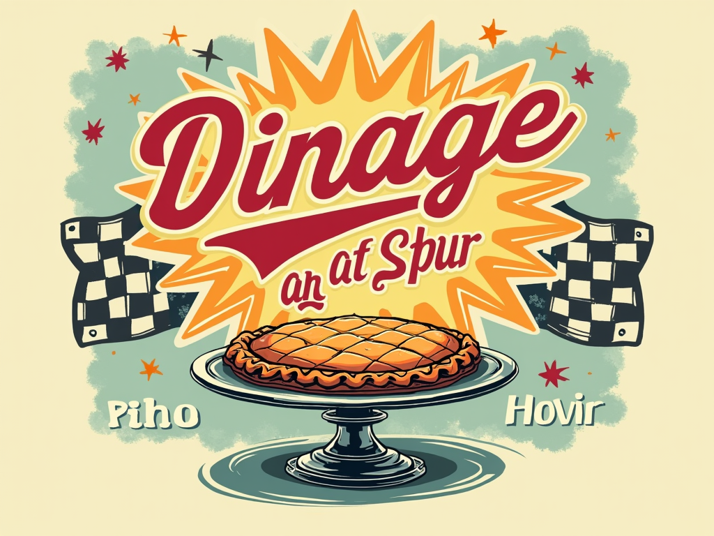 Vintage Diner Aesthetic: Style the design like a vintage diner menu or sign. Use retro fonts for the quote and include classic diner elements like checkered patterns, starbursts, or a simplified illustration of a whole pie on a stand, evoking a nostalgic feel.
