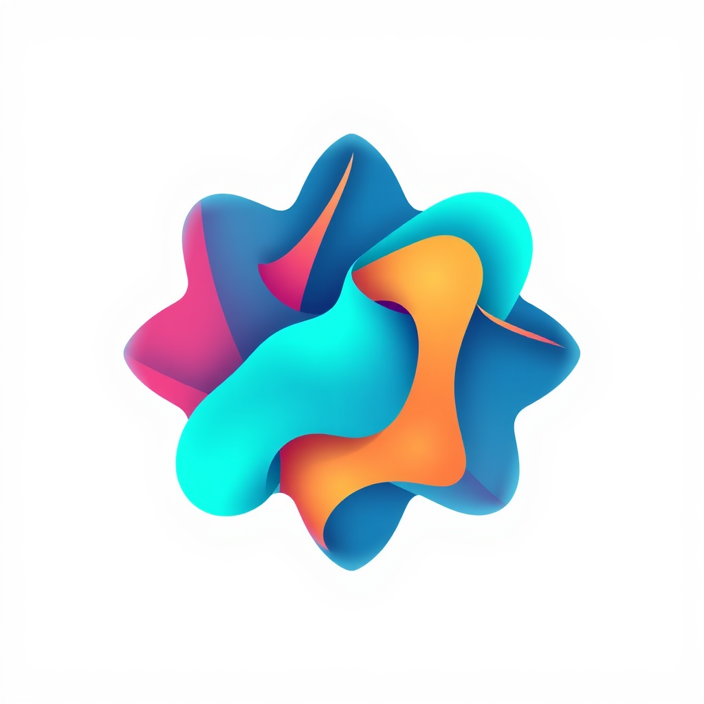 Sub Design Idea 5: Generative Abstract Forms - Unique icons are generated for different sections or talks, using a base algorithm that allows for interactive manipulation by the user (e.g., changing speed, complexity, or color palette of an animated abstract shape representing a topic).