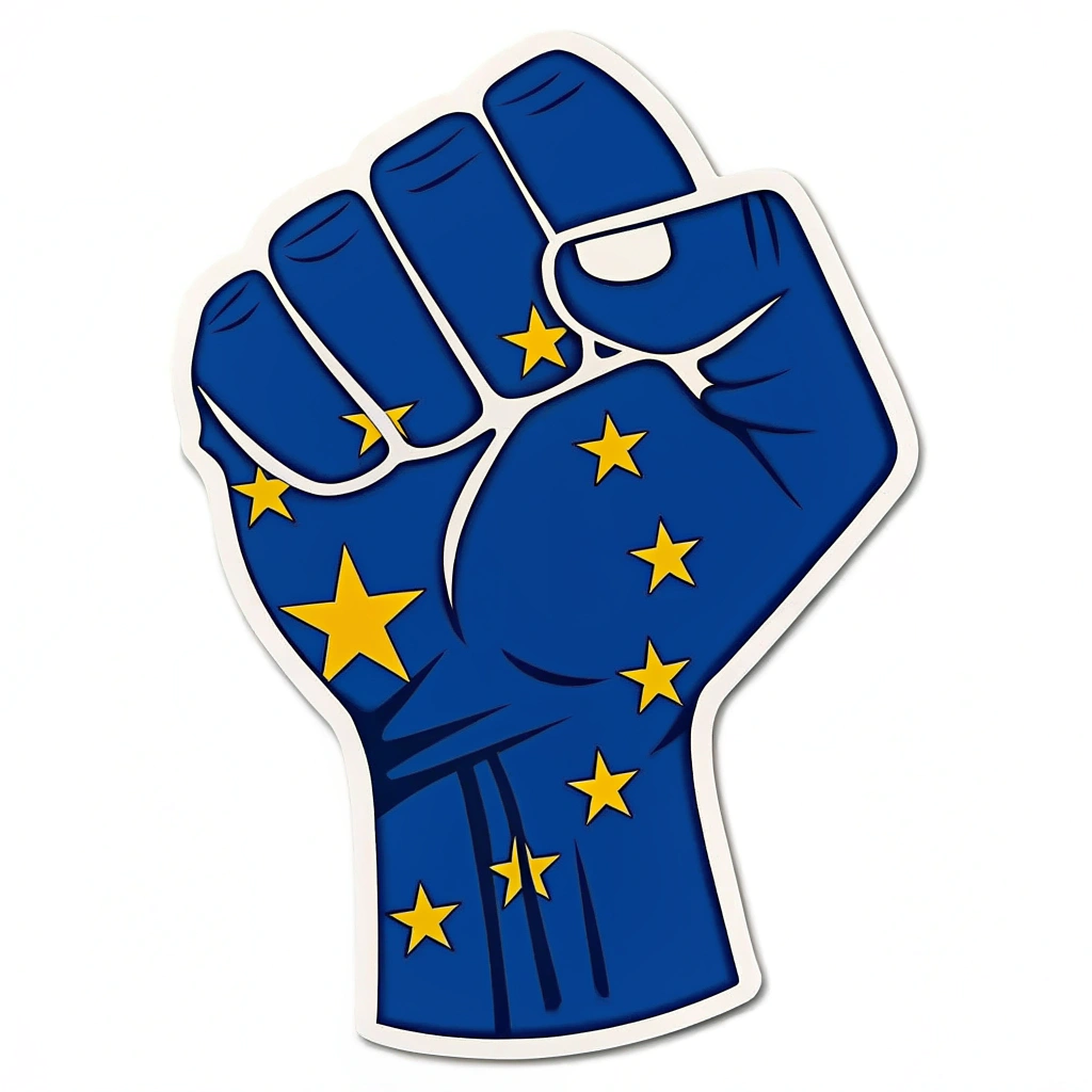 Simple Logo Idea: A simple fist with the EU flag colors.