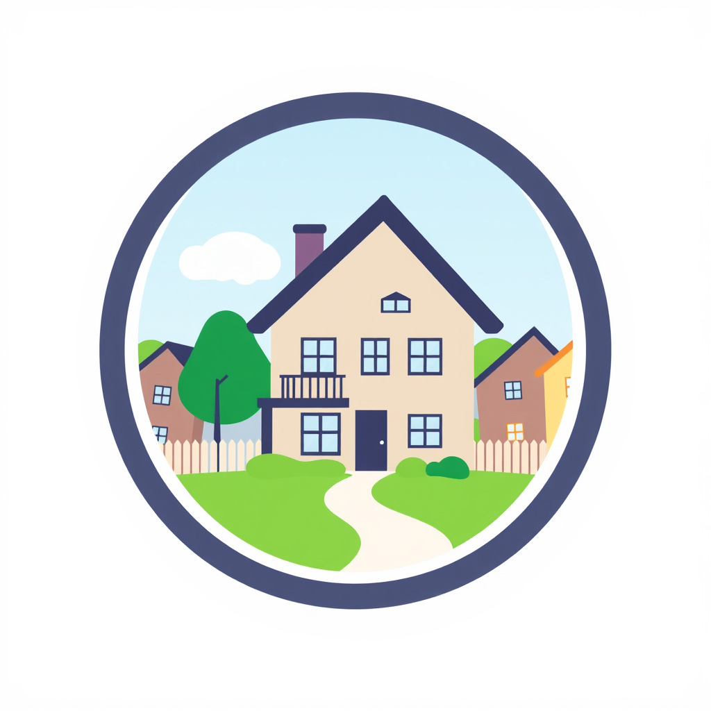 Keyhole Perspective: A logo shaped like a keyhole, through which a simplified, inviting home or community scene is visible, emphasizing 'access' and the promise of 'affordable living'.
