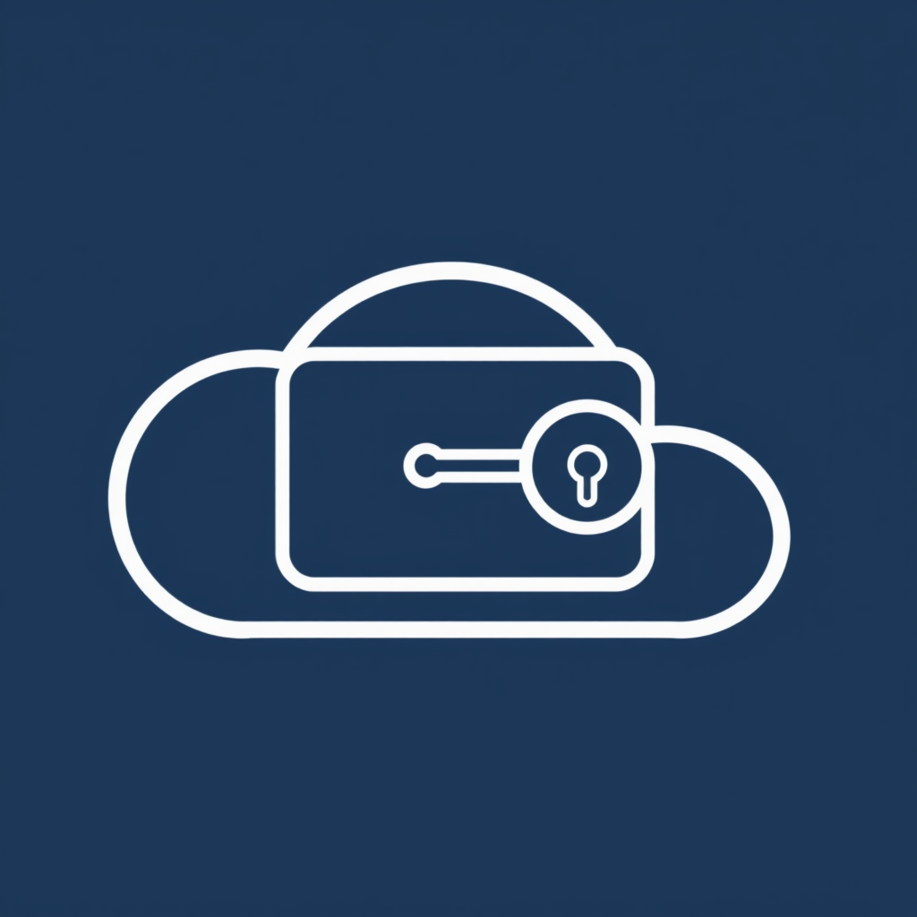 A sleek cloud outline incorporating a distinct digital key or an access card symbol, highlighting secure authentication and controlled access to cloud resources.