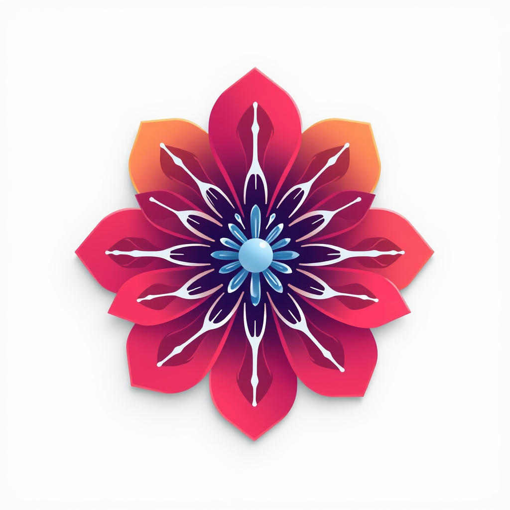 Sub-design Idea 1: Neural Bloom - A stylized flower or organic shape where petals or structure are formed by interconnected lines resembling code snippets or neural pathways, symbolizing AI generating organic art.