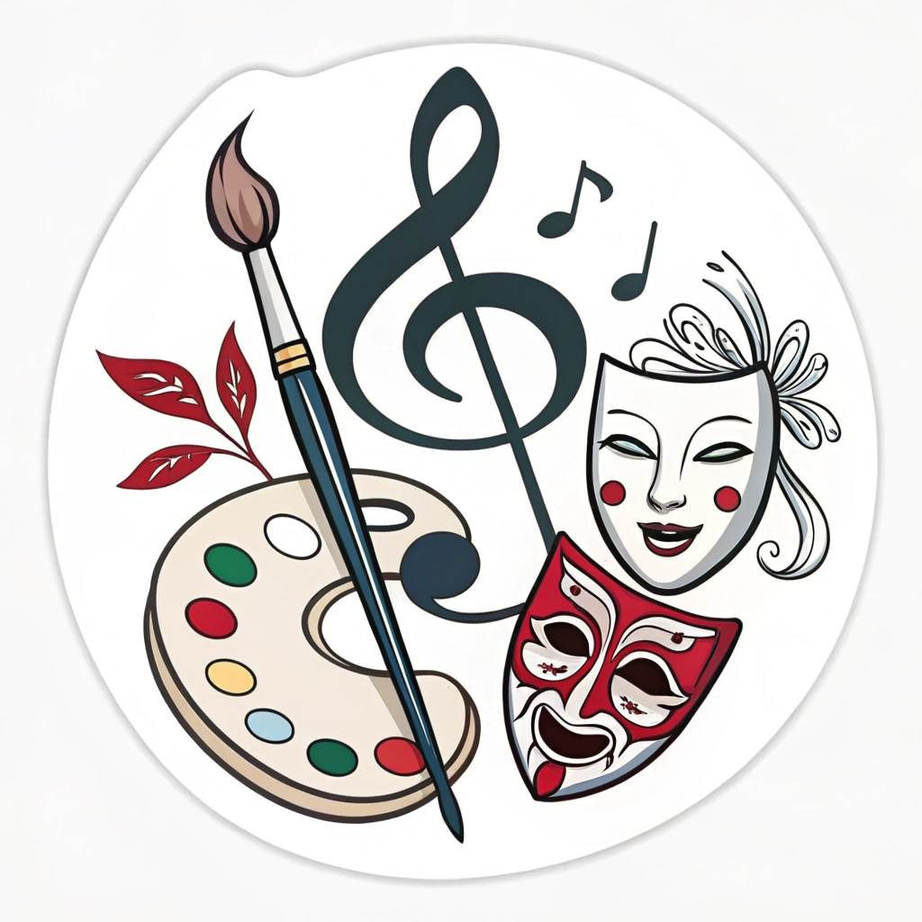 An icon showing a paintbrush, musical note, and theatrical mask intertwined with the Venus symbol.