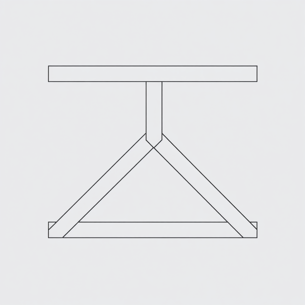 Sub-design Idea 2: Geometric Structural Element - A simplified representation of a structural beam or truss joint using minimal lines and basic geometric shapes (e.g., a triangle intersecting a rectangle).