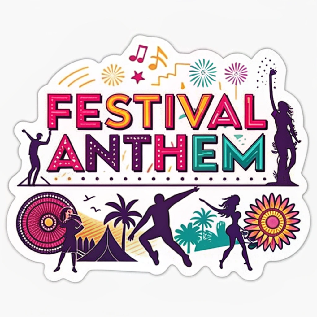 Translation: The user is requesting sticker designs for the Electric Daisy Carnival, with a specific theme of 'Festival Anthem Typography'.