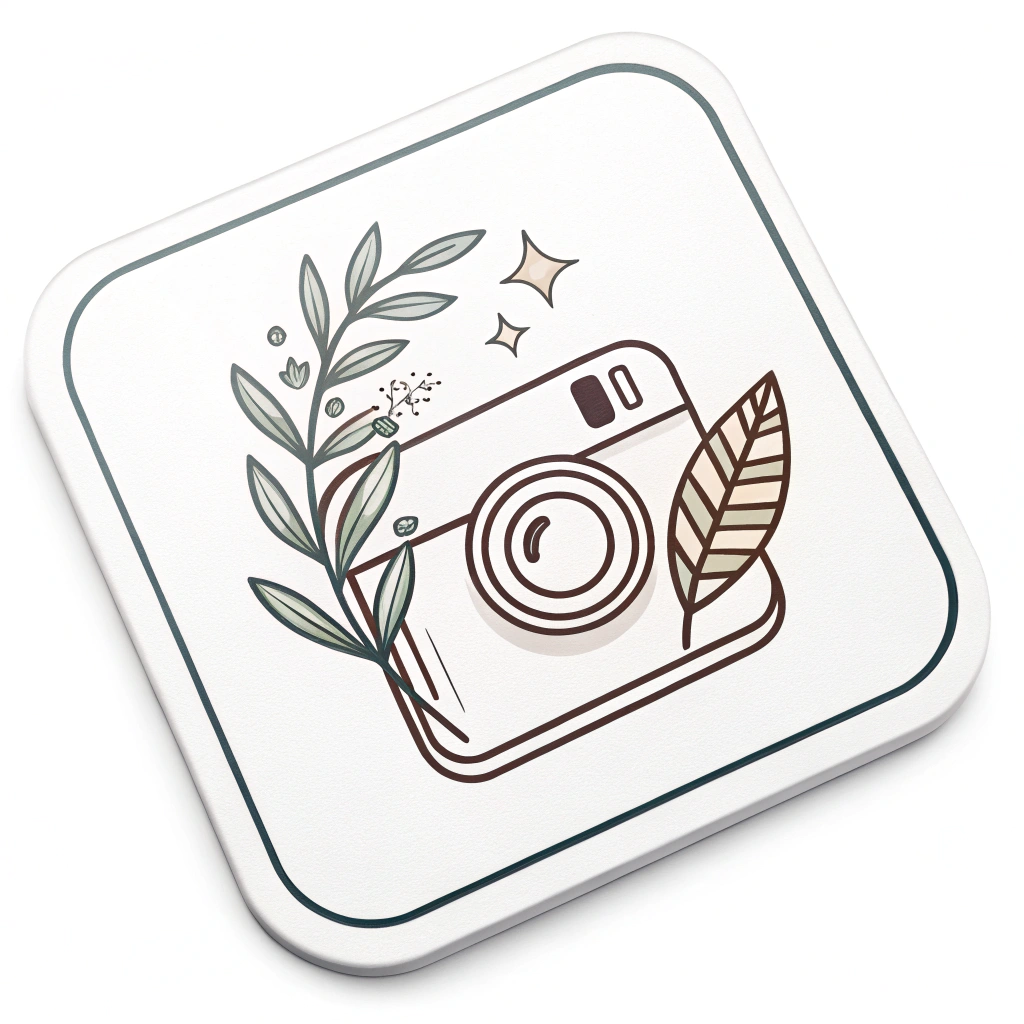 Simple Icon Idea for Sticker Pack: A stylized rounded square frame icon, perhaps slightly tilted, with a small representative motif (e.g., sparkle, leaf, doodle swirl) in one corner to hint at the aesthetic frame collection.