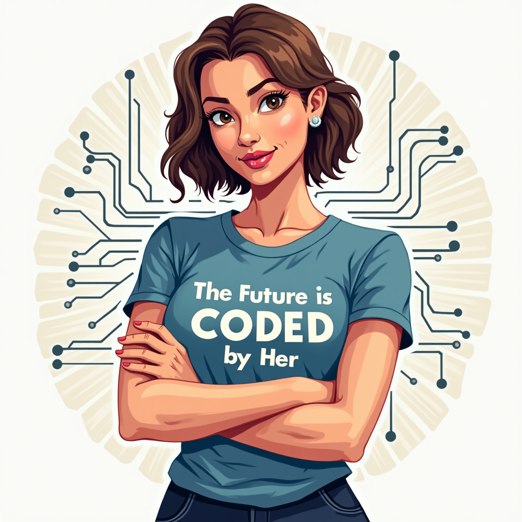 Translated text (English): Women in Tech T-Shirt Designs - The Future is Coded by Her