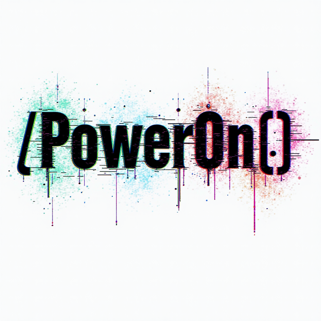 Glitching Empowerment Code: A short, empowering code snippet (e.g., `// PowerOn();` or `def createFuture():`) where the text itself is subjected to glitch art – characters are fragmented, misaligned, with binary digits subtly replacing some letters or symbols, and vibrant glitch color palettes.