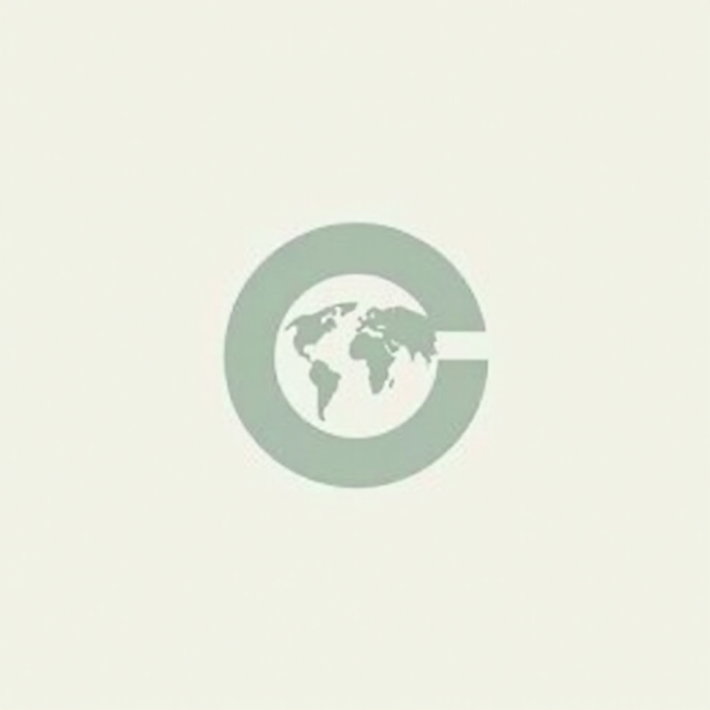Simple Logo Idea for Minimalist Globe Graphic: A design where the letter 'E' (for Earth) is stylized so that its central horizontal stroke or its overall form subtly incorporates a simple circular globe element or silhouette.