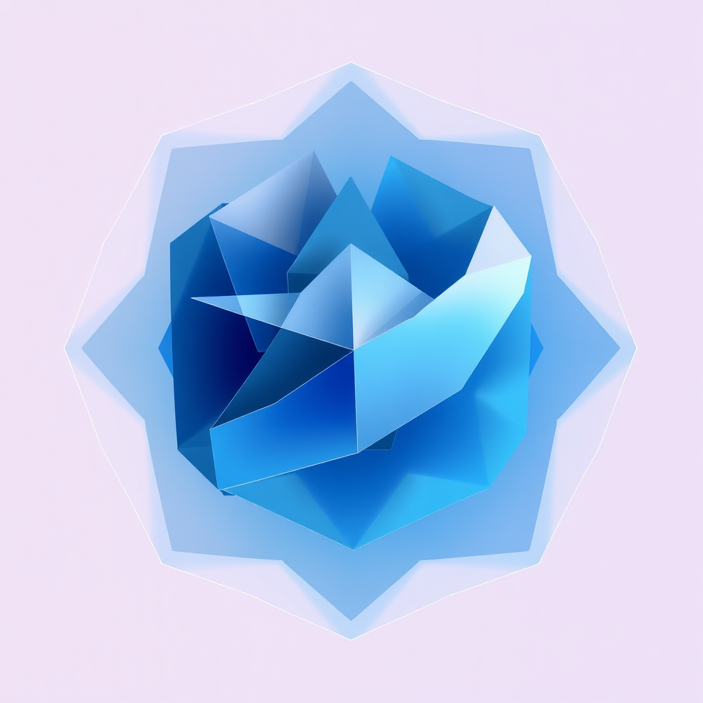 Icon featuring semi-transparent geometric or organic layers that dynamically shift, overlap, and merge, creating new emergent forms and symbolizing the layered construction of AI outputs.