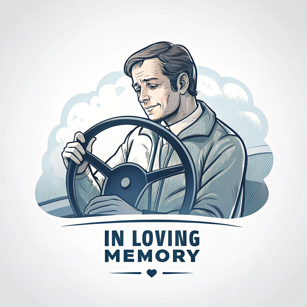 In loving memory of a driver with a steering wheel