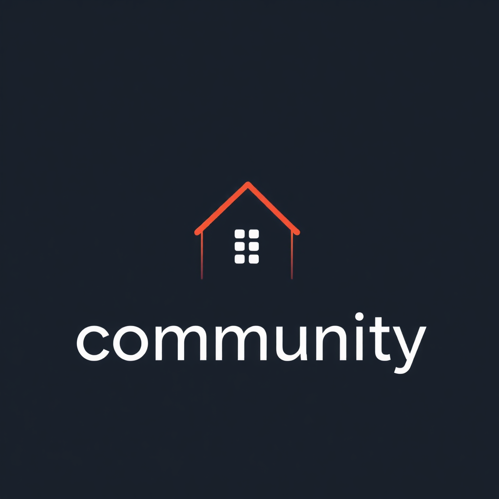 A simple iconic representation of 'community,' such as three abstract human figures linked together or a cluster of simplified houses, paired with the business name in a clean, welcoming sans-serif typeface. The icon and text should be balanced for a friendly and trustworthy impression.