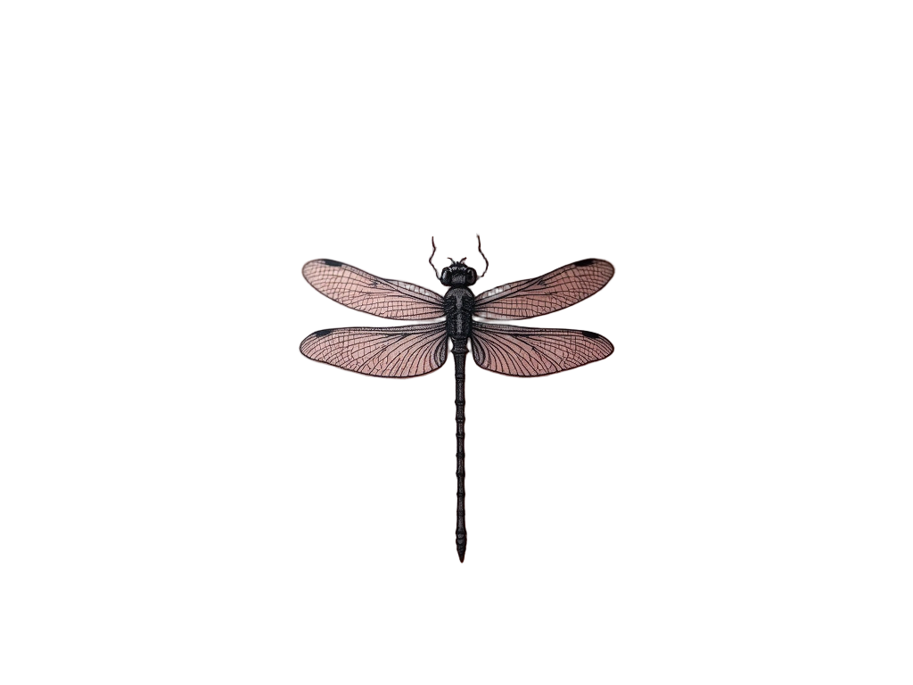 A silhouette dragonfly tattoo on the nape, finely inked to capture its ethereal nature and representing transformation, perfect for free spirits.