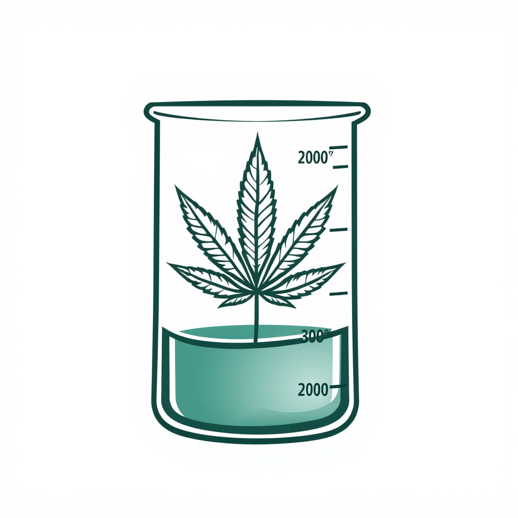 Sub-design 3: A stylized beaker with a marijuana leaf meticulously etched or printed onto its side, similar to measurement markings or a scientific label, emphasizing research and quality control.