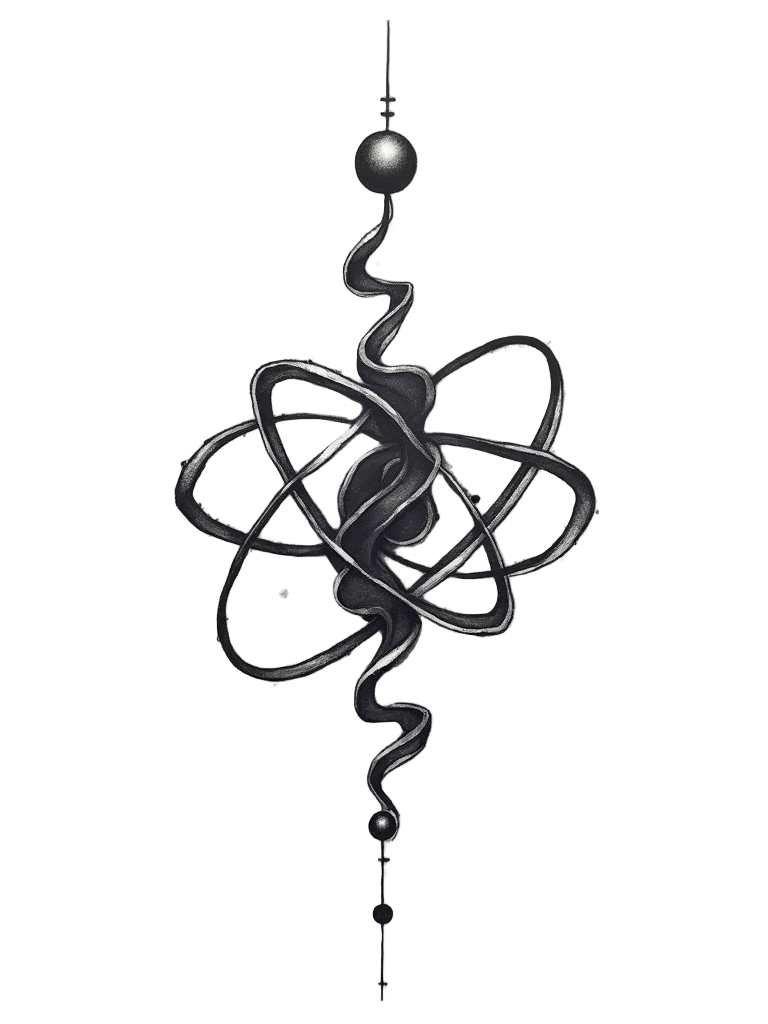 English translation: The provided text 'Quantum Science Tattoo Designs - Quantum Entanglement Symbolism' is already in English.
