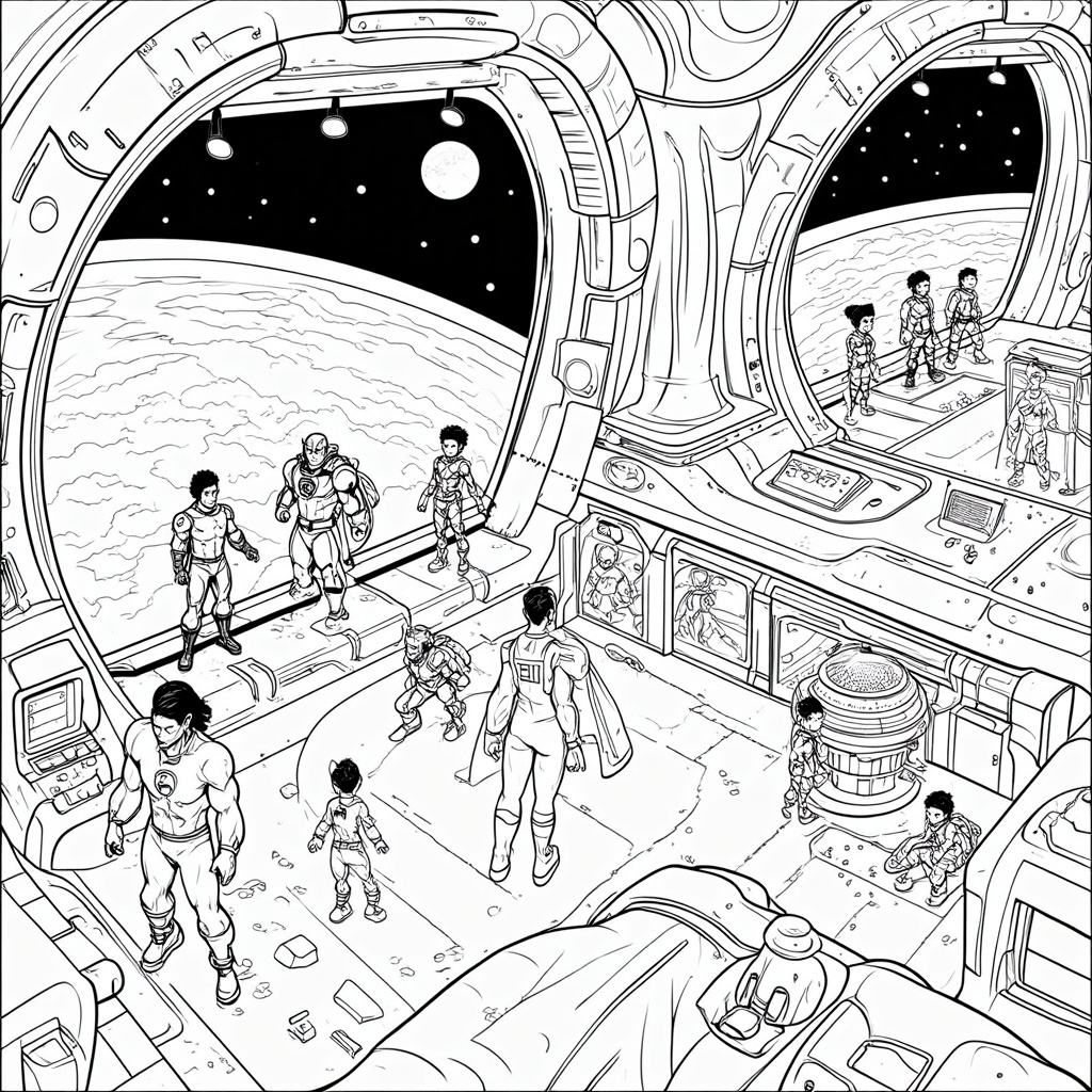 A superhero base located in outer space, orbiting the Earth and providing a strategic advantage.