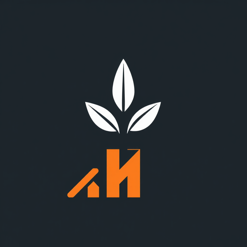 A stylized arrow or a plant-like form (e.g., a strong shoot growing upwards) integrated with construction elements (like a girder texture or angular lines) to show growth and structural development.
