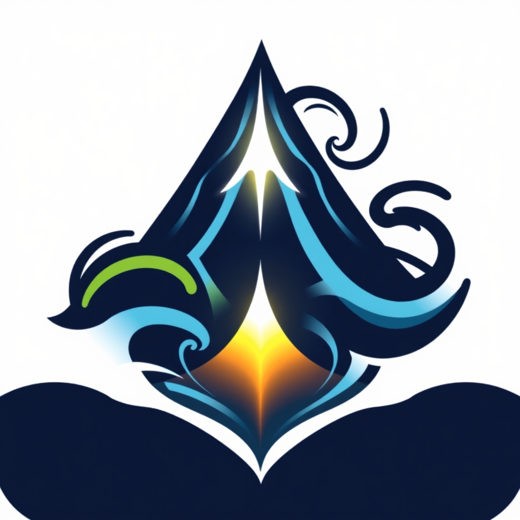 Harmonic Elements Converging: Abstract representation of distinct natural elements (e.g., stylized water wave, mountain peak, wind swirl) flowing or converging towards a central point, where they merge into a unified, brighter, or more balanced form, signifying restored harmony in Earth's systems.