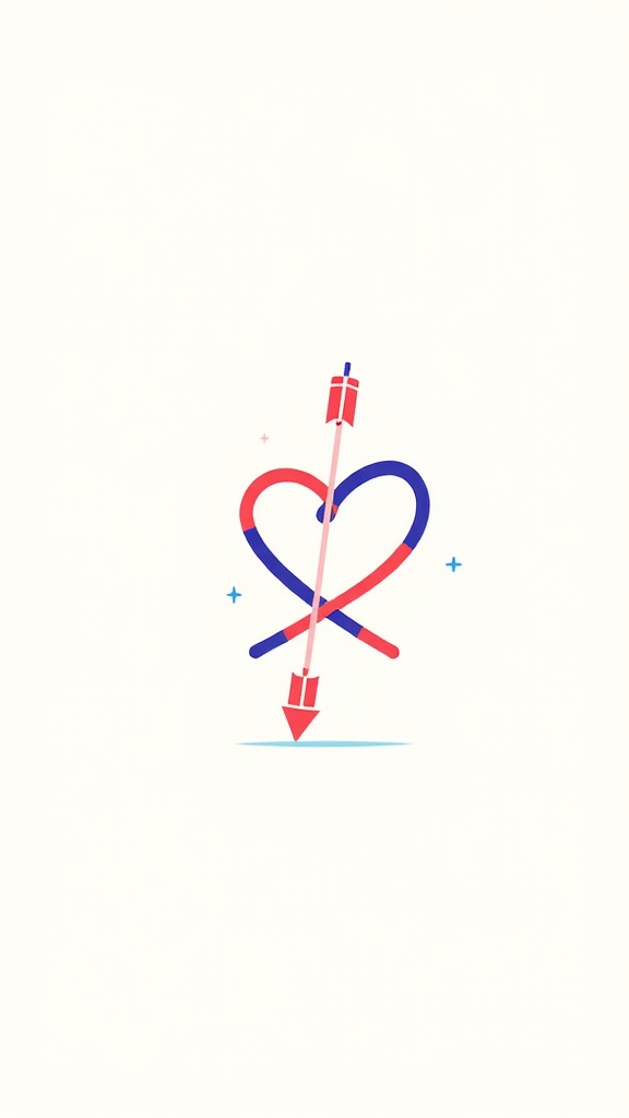 Two arrows intertwined to form a heart shape, signifying a strong bond.