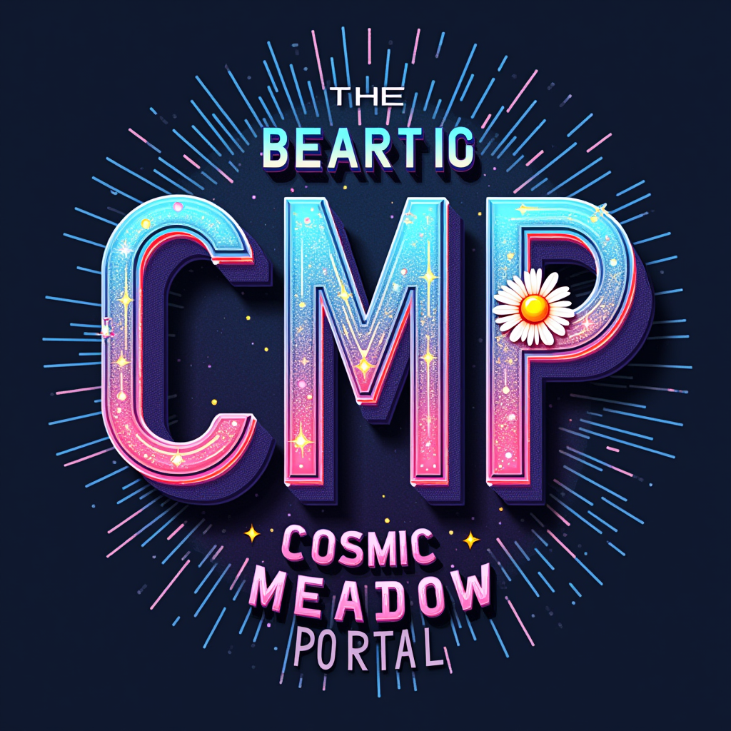 Simple Logo Idea: The initials 'CMP' (for Cosmic Meadow Portal) are arranged in a futuristic, modular font, possibly with a subtle glow effect or a small daisy integrated into one of the letterforms, suggesting a stage or sub-brand logo within EDC.