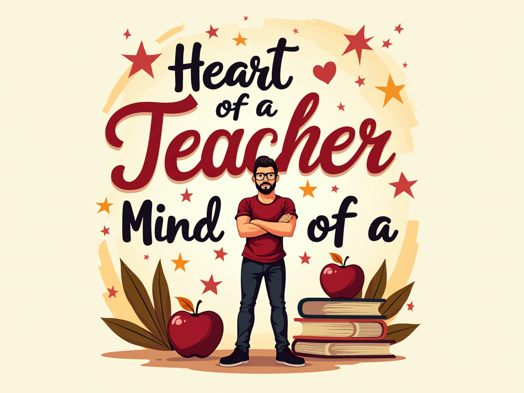 English Translation: Teacher Appreciation T-Shirt Designs - Heart of a Teacher, Mind of a Mentor