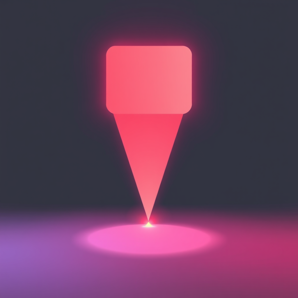 Sub-design Idea 3: Volumetric Light Beams - Each icon projects a faint, volumetric beam of light downwards or outwards, as if emanating from a projector source, grounding it slightly while maintaining the AR feel.