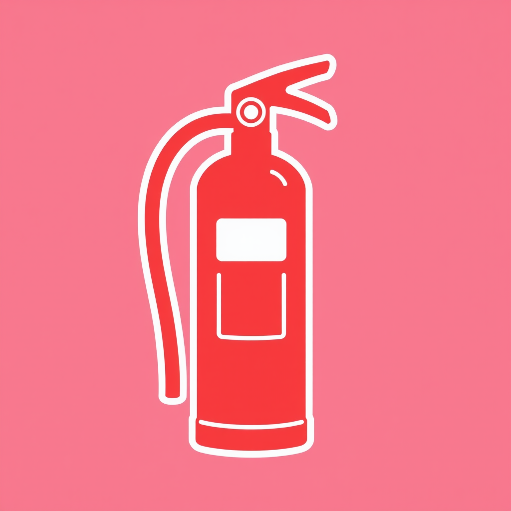 A fire extinguisher icon with an outlined style, using a consistent stroke weight for a contemporary look.