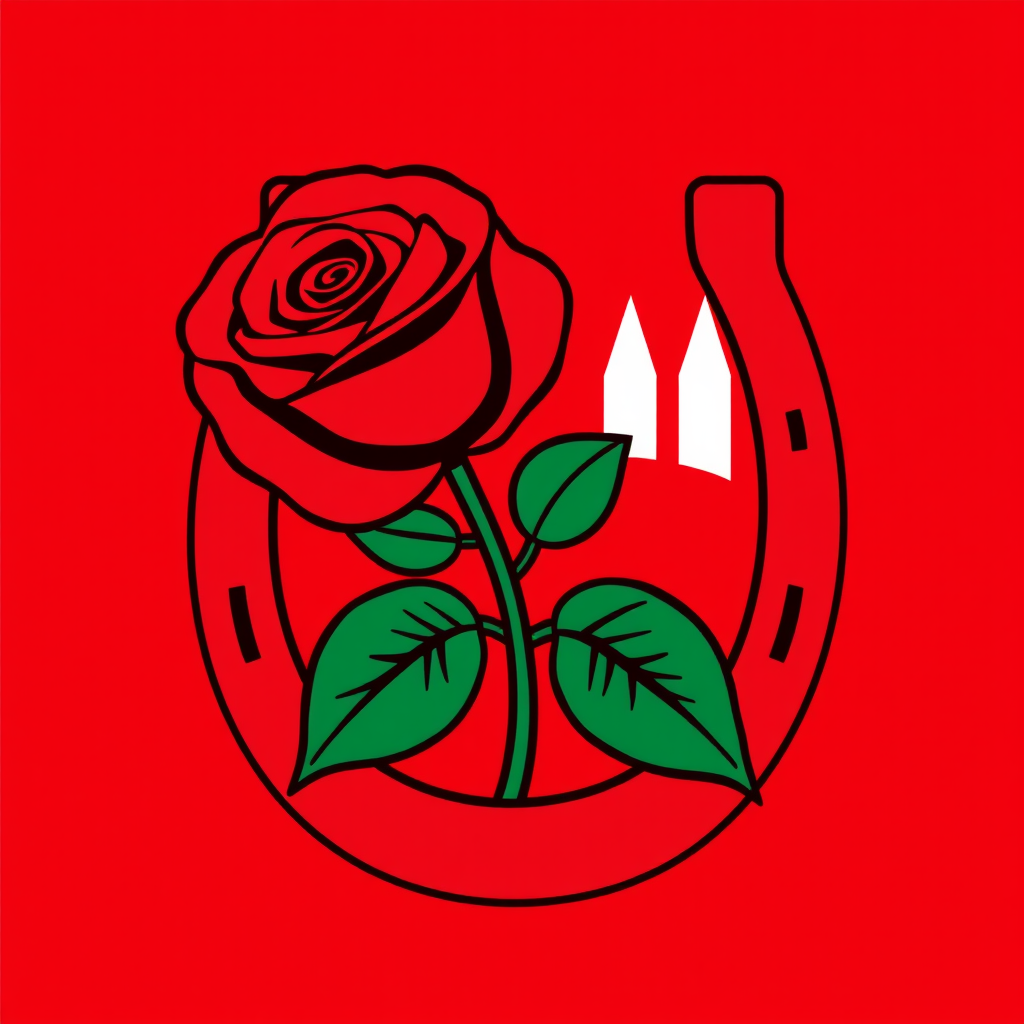 Sub-Design Idea 4 (Heritage Fast Forward): Combine traditional Kentucky Derby imagery (e.g., a rose, a horseshoe, a silhouette of the twin spires) with modern speed graphics and a stylized representation of a jockey silk. The silk pattern could be a bold, iconic one, serving as a central element. A classic element like a rose, with speed lines emanating from it or a jockey silk pattern subtly overlaid. The typography could also reflect this blend of tradition and modernity.