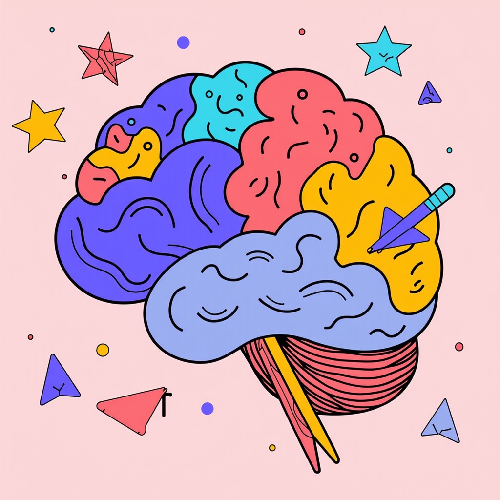 Simple icon idea: An icon that merges a symbol for artificial intelligence (e.g., neural network, abstract brain) with a symbol for brand customization (e.g., color palette, distinct brand shape, tailor's needle) to represent AI outputs being tailored for specific brand identities.