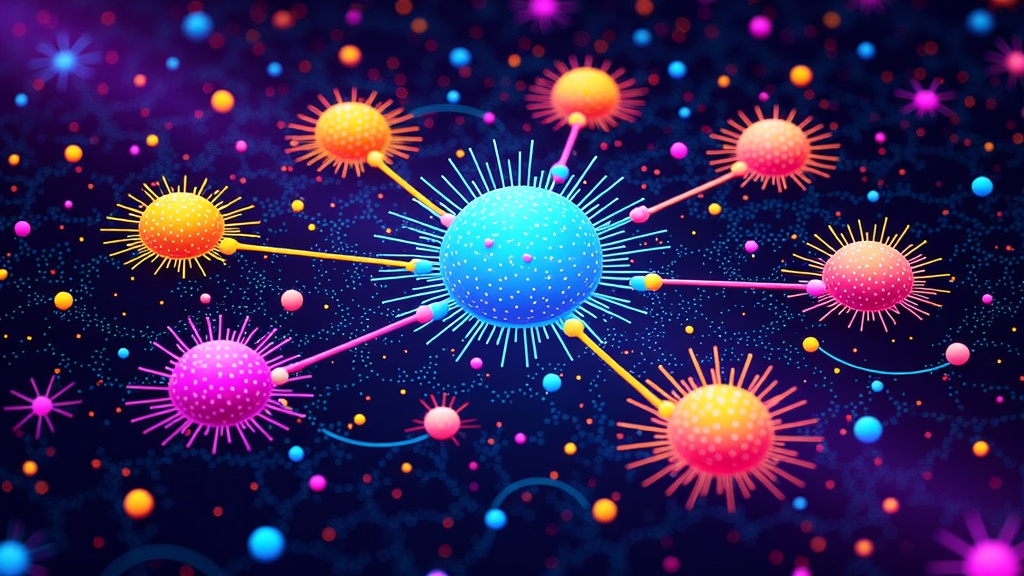 AI as a Creative Catalyst: Develop a series of illustrations where an abstract representation of AI (e.g., a dynamic neural network or shimmering core) interacts with various fields like art, science, and engineering. Visualize AI sparking bursts of color, complex patterns, and new forms to symbolize AI-driven innovation and transformation.