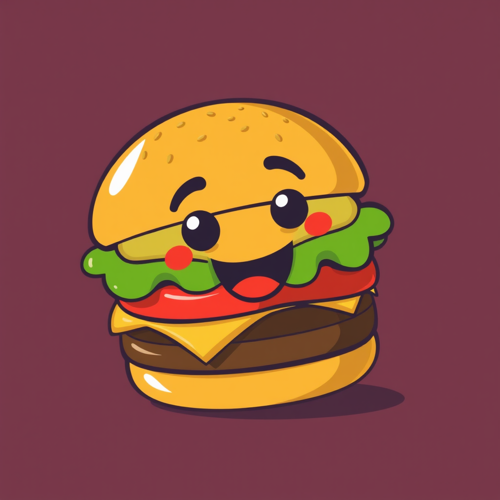 A playful hamburger icon with a slight tilt, conveying a sense of fun and casualness. The layers are simplified, and the overall feel is approachable and inviting.