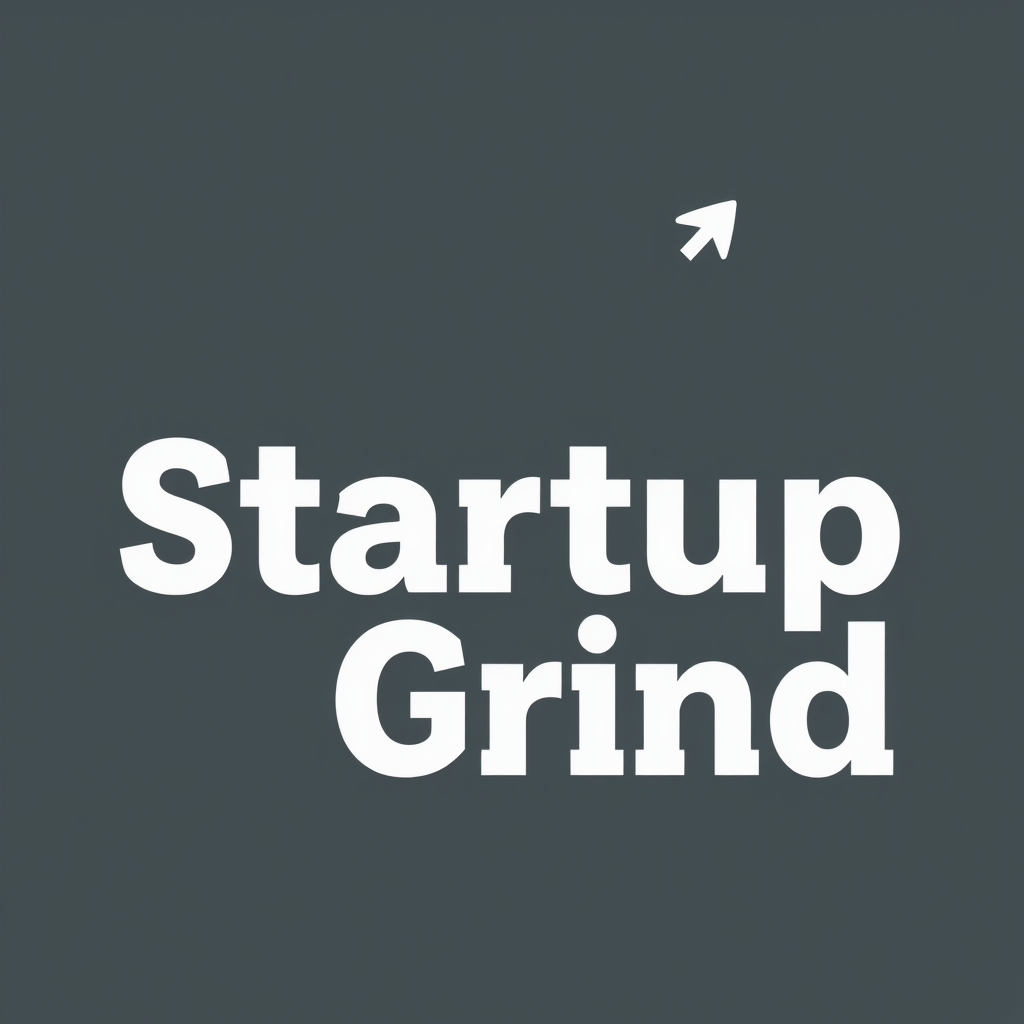 Typographic Ascent: The words 'Startup' and 'Grind' are arranged in a stepped or angled manner, visually creating an upward path. For example, 'Startup' could be the foundation, and 'Grind' could ascend from it letter by letter or as a whole.