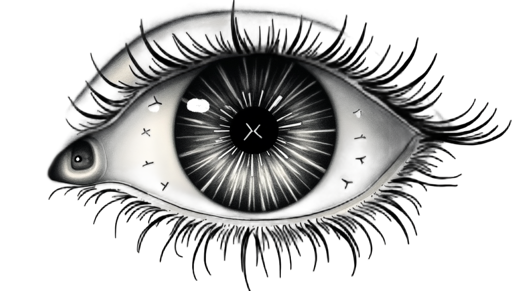 A stylized human eye or an abstract lens where the pupil or aperture reveals a quantum scene (e.g., electron orbitals or a wave function). The scene within is intentionally partially obscured, shifting, or 'glitching', with 'Δx' and 'Δp' subtly embedded in the iris patterns or light refractions, symbolizing the limits of observation.