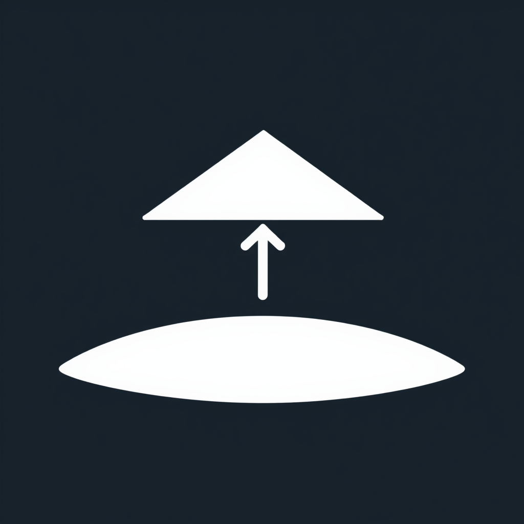 A stylized, slightly abstract roof shape (e.g., two angled lines meeting) above a simple horizontal line representing the foundation or ground. Could incorporate a subtle upward arrow within the roof to suggest upliftment or opportunity.