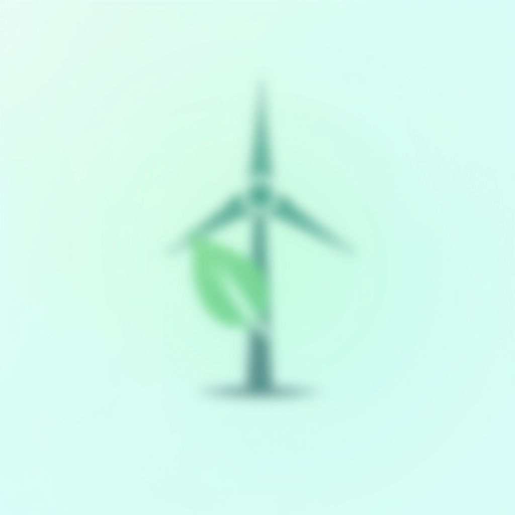 Simple Icon Idea: A single, impactful icon depicting a leaf seamlessly merging into the blade of a wind turbine, symbolizing the harmony between nature and clean technology.