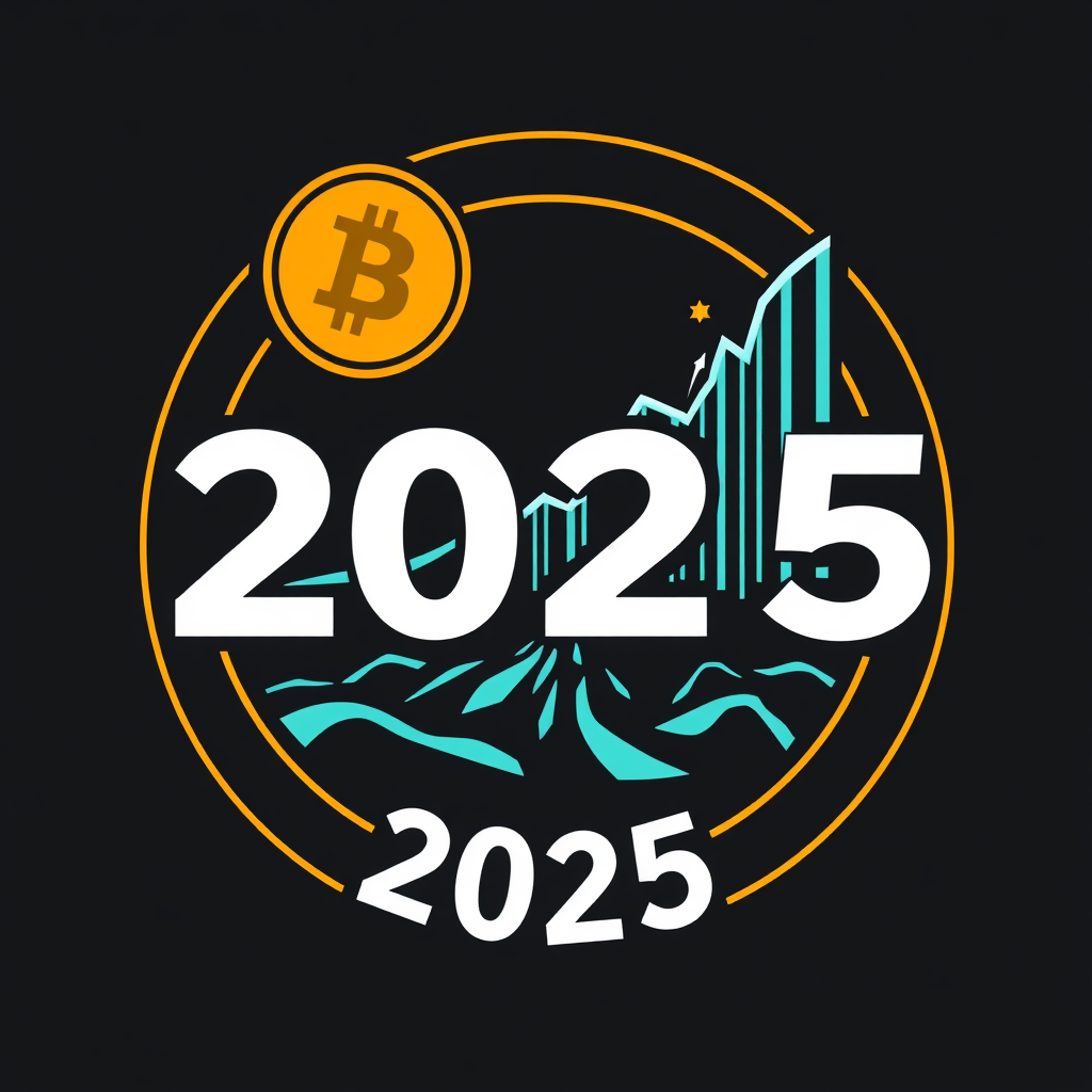 English translation: Bitcoin 2025 Conference Logo Concepts - The Halving Horizon (if applicable for 2025): Visuals Themed Around Scarcity and Value Increase