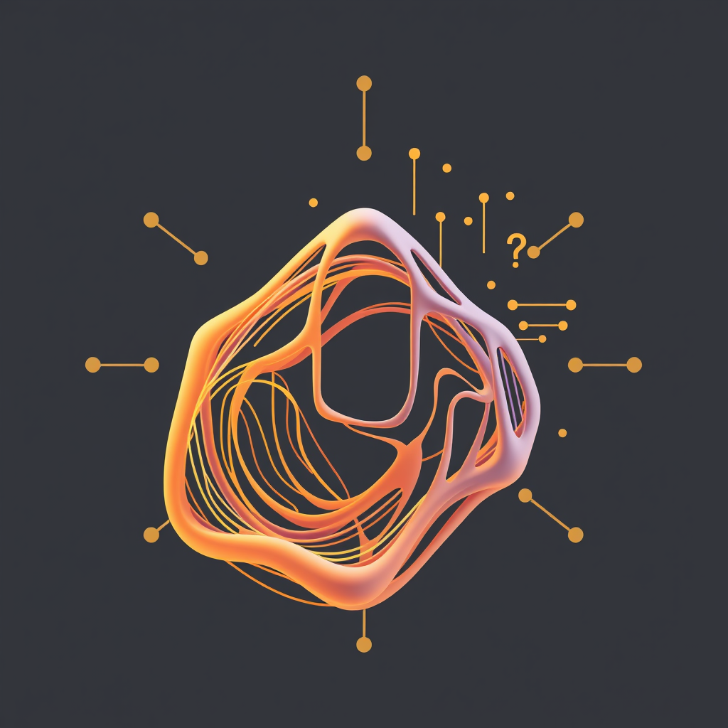 Sub-design Idea 5: Icon showing 'code to form' transformation: abstract lines of code or symbols gradually morphing or extruding into complex, abstract 3D-like structures, representing AI's creation capability.