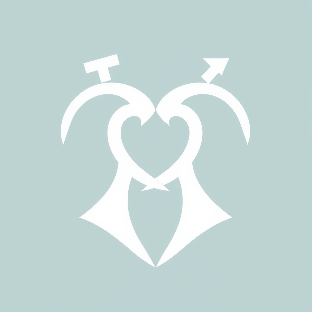 Interlocking female symbols forming a heart shape, denoting solidarity and love among women.